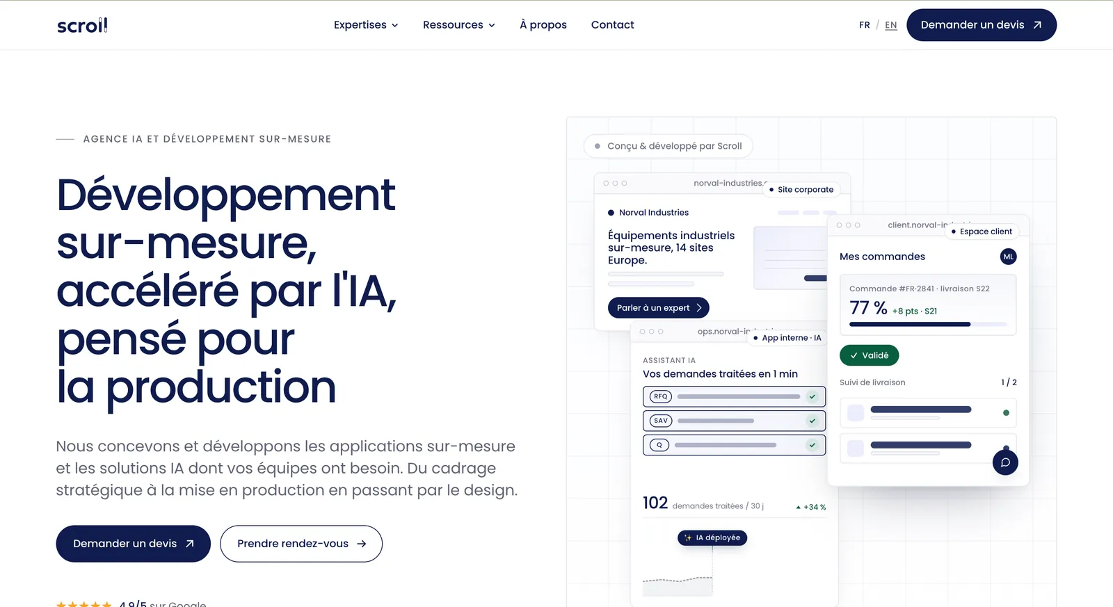 Capture d'écran du projet Agence Scroll