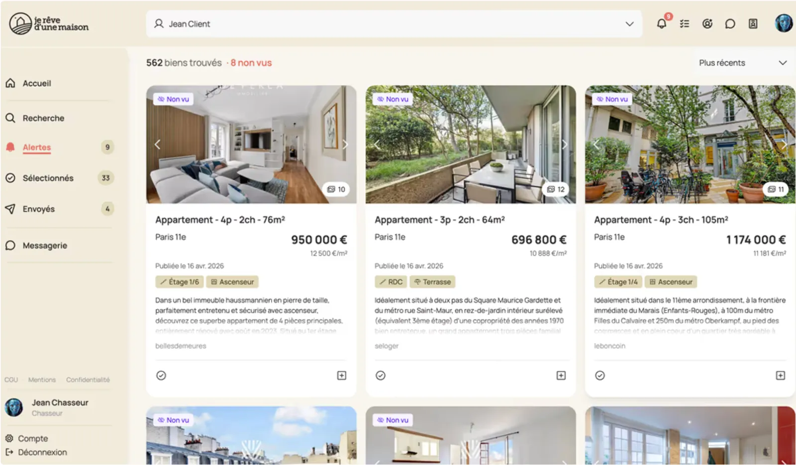 Capture d'écran du projet Je Rêve d'une Maison